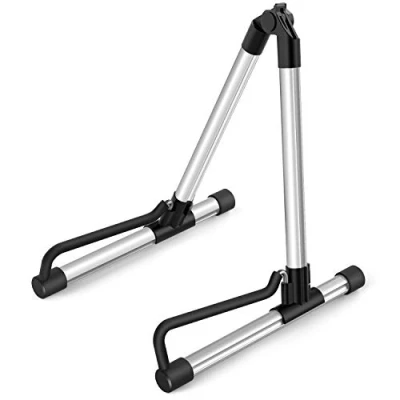 Afbeelding van Donner Akoestische gitaarstandaard, opvouwbare elektrische metalen standaard voor klassieke bas, verstelbaar, mandoline, banjo, ukelele van 76,2 cm en 101,6 (zilver)