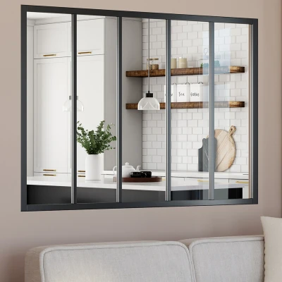 Afbeelding van 5 glazen dak B. 150 x H.108 cm in zwart metaal en gehard glas