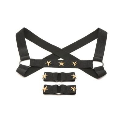 Afbeelding van XR Brands Borstharnas Met Armbanden Zwart Bondage