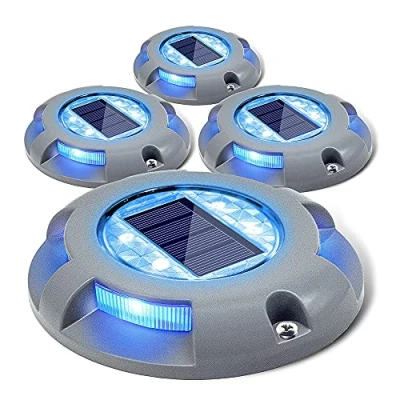 Afbeelding van Siedinlar Zonnebrug verlicht oprit zonnelamp voor buiten, led, waterdicht, tuin, dock, rijstrook, binnenplaats, 4 stuks (blauw)