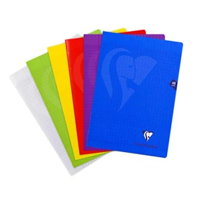 Afbeelding van Clairefontaine Mimesys 303101C Notitieboek, A4, 21 x 29,7 cm, 48 pagina&#039;s, grote ruiten, papier, wit, 90 g, omslag van polypropyleen willekeurige kleur
