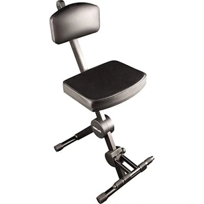 Afbeelding van QUIK LOK DX/749 Kruk met rugleuning en voetensteun voor muzikanten, inklapbare in hoogte verstelbare structuur, comfort gemak, kleur zwart