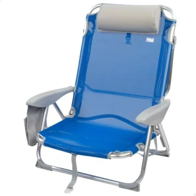 Afbeelding van Klapstoel met Hoofdsteun Aktive Gomera Blauw 51 x 76 45 cm (2 Stuks)