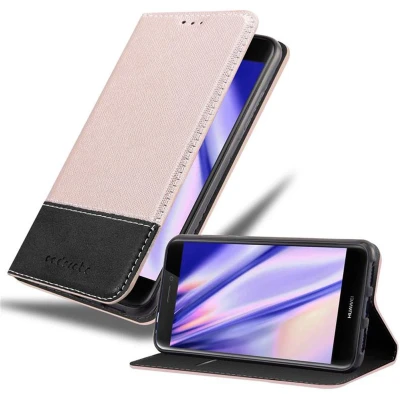 Afbeelding van Cadorabo Hoesje geschikt voor Huawei P8 LITE 2017 / P9 in ROSE GOUD ZWART Beschermhoes met magnetische sluiting, standfunctie en kaartvakje Book Case Cover Etui