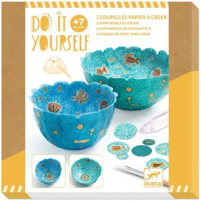 Afbeelding van Djeco knutselset diy papier maché kommen oceaan 2st