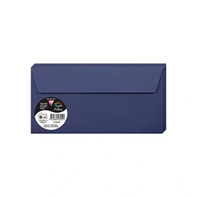 Afbeelding van Clairefontaine 5645C verpakking met 20 enveloppen, zelfklevend, formaat DL, 11 x 22 cm, 120 g/m², kleur: nachtblauw, uitnodigingen voor evenementen en stemming, pollenserie: glad premium papier