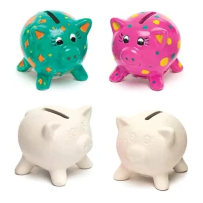 Afbeelding van Baker Ross Keramische Varkens Spaarpotten (Set van 4)