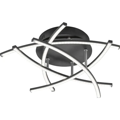 Afbeelding van Fischer &amp; Honsel Plafondlamp Cross TW 7x LED 4,5 W (incl.) Mat Zwarte Zandgrond met Nikkelkleurig Accenten