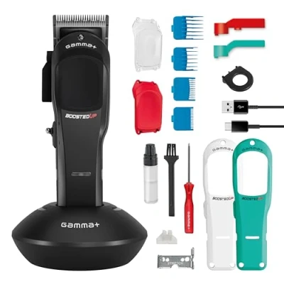 Afbeelding van GAMMA+ Boosted Up Professionele Clipper met verbeterde prestaties, tondeuse voor heren verstelbaar lemmet draaimotor, 120 minuten draadloze looptijd, 3 dekens, 4 kammen, USB kabel