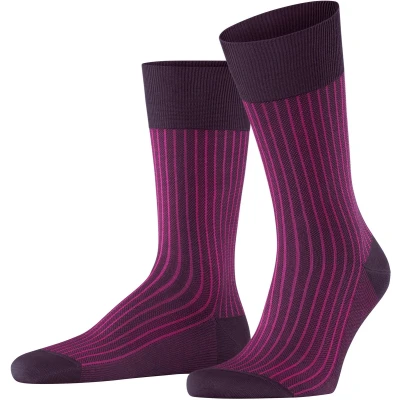 Afbeelding van FALKE Oxford Stripe herensokken (aubergine) Maat: 43 44