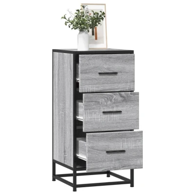 Afbeelding van Dressoir 35,5x35x76 cm bewerkt hout en metaal grijs sonoma