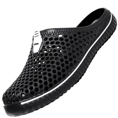 Afbeelding van SAGUARO Clogs ademende mesh pantoffels zomer holle tuinschoenen vrije tijd badschoenen strand aqua slippers platte zool dames heren, zwart, 41 EU