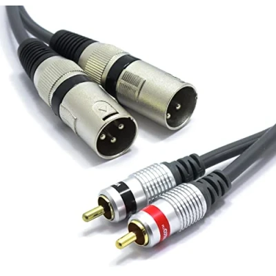 Afbeelding van 2x XLR stekker op cinch stereo kabel Vitalco 5m microfoonkabel 3 polig naar RCA adapter
