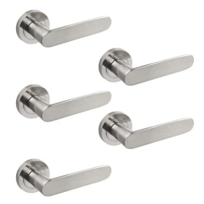 Afbeelding van Emuca Binnendeurgreep, set van 5 sets deurgrepen met rozet D50 mm, aluminium, nikkel gesatineerd