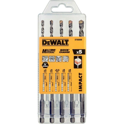 Image de DEWALT DT60099 QZ Jeu de forets à pierre IMPACT 5 pièces