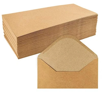 Afbeelding van Kraftpapier enveloppen, 100 stuks, hoge kwaliteit: 110 g/m² enveloppen voor wenskaarten, uitnodigingen, verjaardagskaarten (DIN lang 11 x 22 cm)
