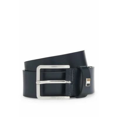 Afbeelding van BOSS Leren Riem Ther Flag E Sz35 Leather Belt W110 Dark Blue Donkerblauw