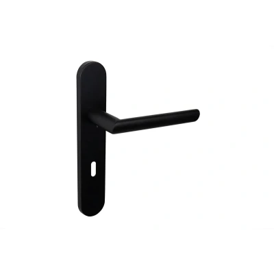 Afbeelding van Lavuzo Deurkruk Ragusa zwart met afgerond schild SL72 Per set Deurklink