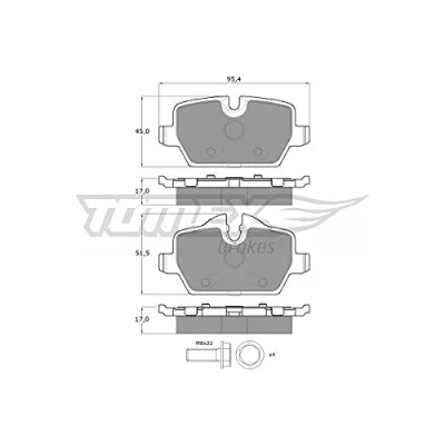 Afbeelding van TOMEX brakes TX 14 34 Remblokkenset Achteras Geschikt voor slijtage waarschuwingscontact Met remzadelschroef BMW: 3 Saloon, 1 Hatchback, Coupe