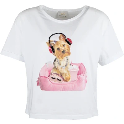 Afbeelding van Verysimple wit t shirt met hond maat S (IT42)