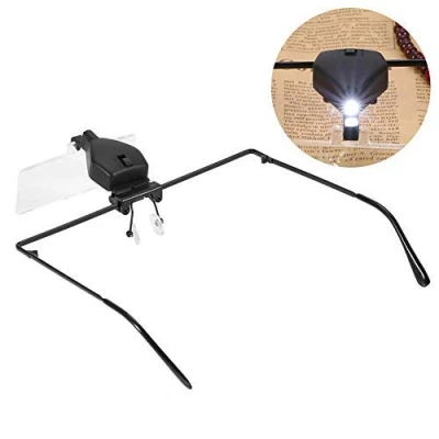 Afbeelding van Led vergrootglas, perfect voor het aanbrengen van wimperextensions, lezen en werken, opvouwbaar vergrootglas met kleine onderdelen details.