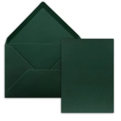 Afbeelding van Kaarten, DIN A6/C6, 14,8 x 10,5 cm, dennengroen, 25 stuks, met enveloppen, zonder vouwen