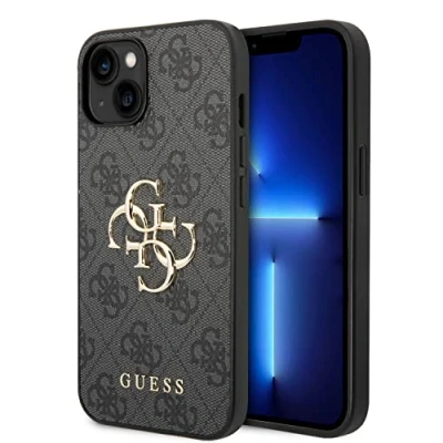 Image de Guess Coque arrière rigide pour iPhone 14 4G métal Logo Gris