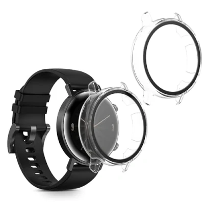 Afbeelding van kwmobile 2x cover geschikt voor Huawei Watch GT2 (42mm) Fitnesstracker van gehard glas en kunststof frame set transparant