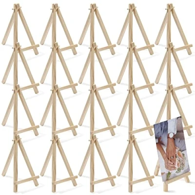 Afbeelding van THE TWIDDLERS 20 mini tafelschildersezels van hout (16 cm) tafeldecoratie, fotohouder, menuhouder, naamplaatskaart, kaarthouder voor bruiloften, verjaardagen, doopfeesten