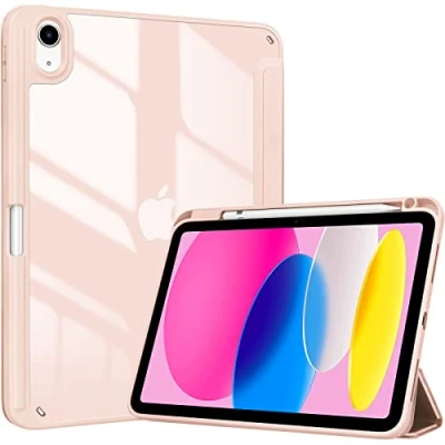 Afbeelding van ProCase iPad 10e generatie 2022 10,9 inch beschermhoes met penhouder, transparante achterkant, compatibel roségoud