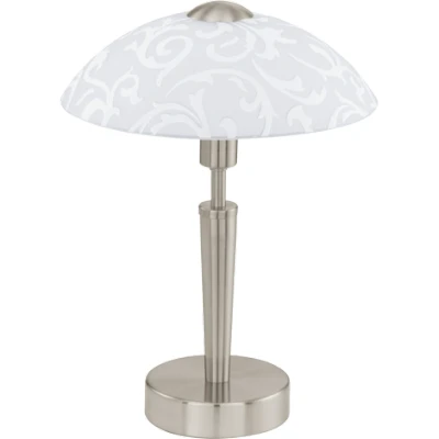 Afbeelding van Eglo Solo Tafellamp E14 1 Lichts Ø26 cm Nikkel, Wit Met Decor