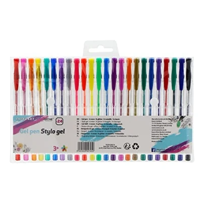 Afbeelding van EXERZ 24 stuks regenboogkleuren gelpennen kunst en handwerk balpennen met fijne inkt, levendige kleuren, vloeibaar, glitter, neon, metallic klassiek