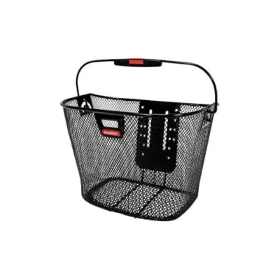 Image de Panier avant acier nid abeille klickfix 16l avec anse fixation sur cintre et clip pour eclairage platine plastique Noir