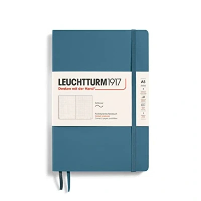 Afbeelding van Leuchtturm1917 A5 Medium Notitieboek dotted Stone Blue softcover