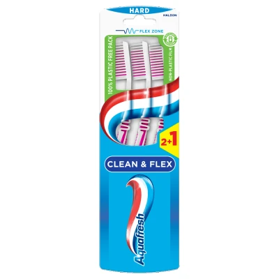 Afbeelding van Aquafresh Tandenborstel Clean &amp; Flex Hard 3 stuks