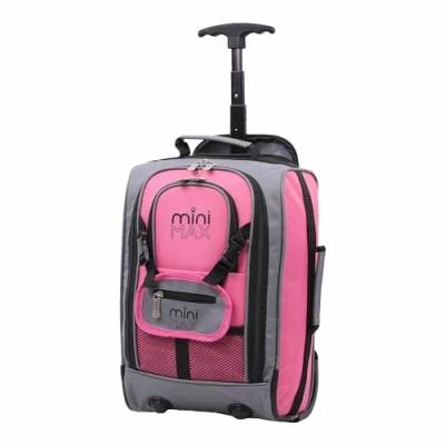 Afbeelding van Aerolite MiniMAX Ryanair, 20 l, 40 x 25 cm, maximale afmetingen handbagage onder de stoel, Rugzak met wieltjes, handbagage, Roze,