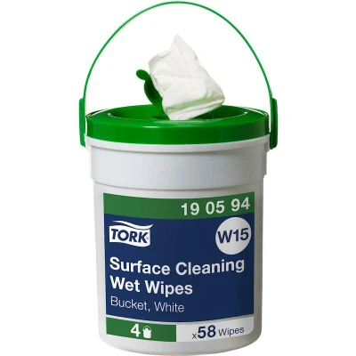 Afbeelding van Tork prem.wet wipe reiniger 1 lgs wit 16 mtr x 27 cm doos à 4 emmer/58 vel (190594)