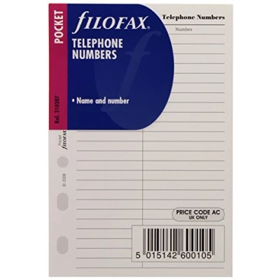Afbeelding van Filofax vulling pocket telefoonnummers wit gelijnd