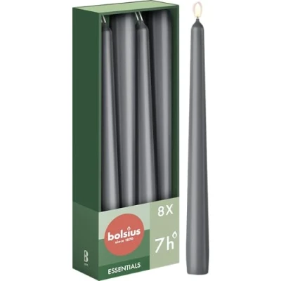 Afbeelding van Bolsius Gotische kaarsen 245/24 8 stuks per verpakking Stormy Grey