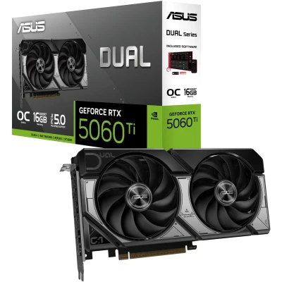 Afbeelding van ASUS DUAL NVIDIA GeForce RTX 5060 Ti OC 16GB GDDR7 PCIe 5.0 1x HDMI 2.1b 3x DisplayPort 2.1a