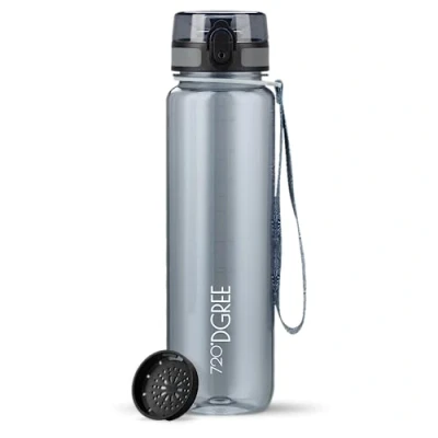 Afbeelding van uberBottle drinkflessen, met vruchtenzeef, 350ml/500ml/650ml/1l/1,5l, BPA vrij, sportfles voor universiteit, fitness, sport, outdoor, waterfles van Tritan, light, onbreekbaar, duurzaam, grijs, 1000ml