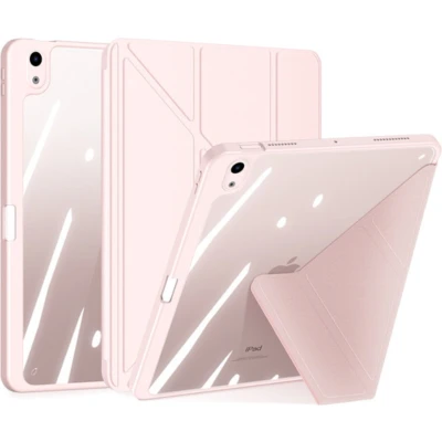 Afbeelding van Dux Ducis Hoes geschikt voor Apple iPad Air 13 (2024) Magneet sluiting Auto Sleep/Wake functie Met Pencil houder Roze