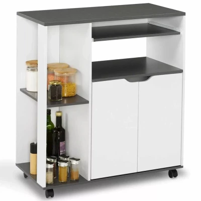 Image de Desserte de cuisine COSI bois blanc et plateau gris L.76 CM
