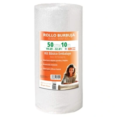 Image de Rouleau à bulles pour emballage, papier bulle plastique déménagement, emballages et boîtes. Dimensions : 50 cm x 10 m de long. Ofituria