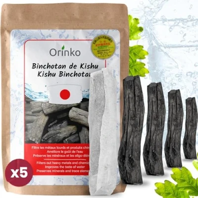Afbeelding van Binchotan de Kishu Bio x5 Maat M (40 g x 5, 200 g) Authentieke Actieve Kool Traditioneel uit Japan (Wakayama) voor waterzuivering in karaf ORINKO