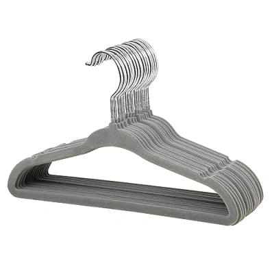 Afbeelding van ManGotree Kleerhangers voor babykleding, velours, ultradun, antislip, 15 stuks, grijs