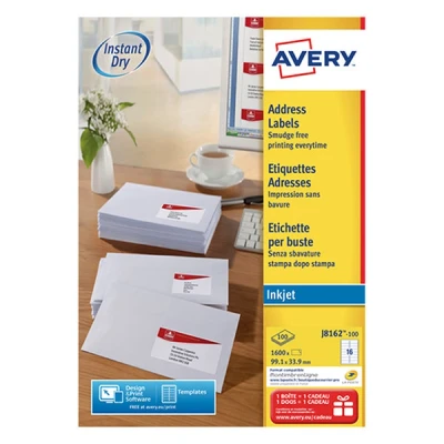 Image de Étiquette adresse blanche Avery Impresion jet d&#039;encre