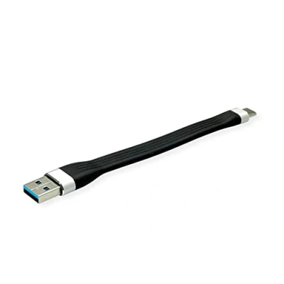 Afbeelding van ROLINE USB 3.2 Gen 1 Siliconen kabel, A C, M/M, zwart, 11 cm