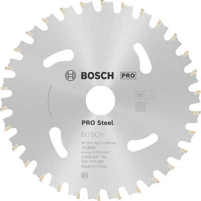 Image de BOSCH 2608837746 Lame de scie circulaire Standard pour Acier scies sans fil 136 x 20 1.6/1.2 mm, 30T