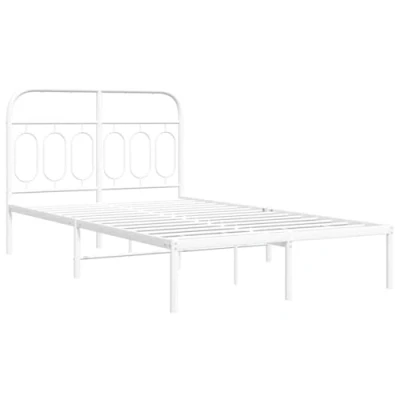 Afbeelding van Bedframe met hoofdbord metaal wit 120x190 cm